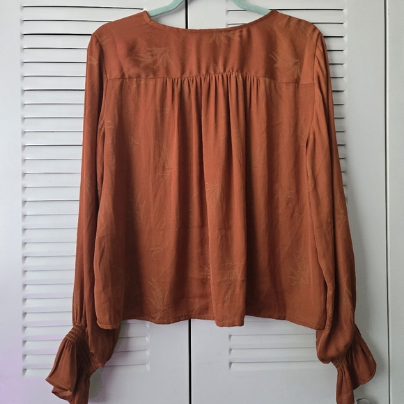 Anthropologie Women Long Sleeve Blouse Rust Size M - Picture 4 of 8